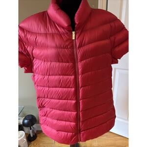 Martha Stewart Puffer Jacket Vest Women Sz 1X RED Down zip Short Sleeve New